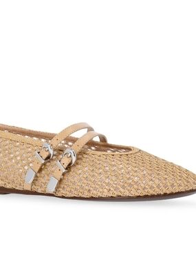 Madden NYC Woven Mary Jane Ballet Flats Memory Foam  Tan Multi Sizes